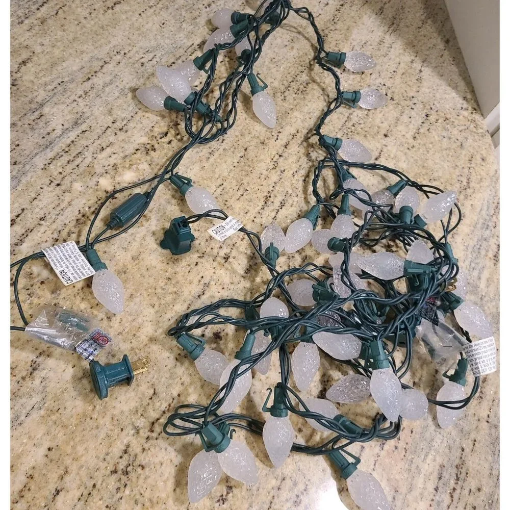 50 Pine Cone Christmas Tree Lights 25 each String Strand White Big Bulb